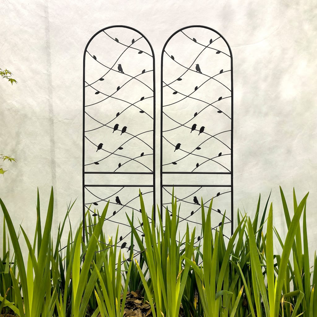 2 Pack Metal Garden Trellis 86.7" x 19.7" Rustproof Trellis for Climbing Plants Outdoor Flower Support Bird Deco
