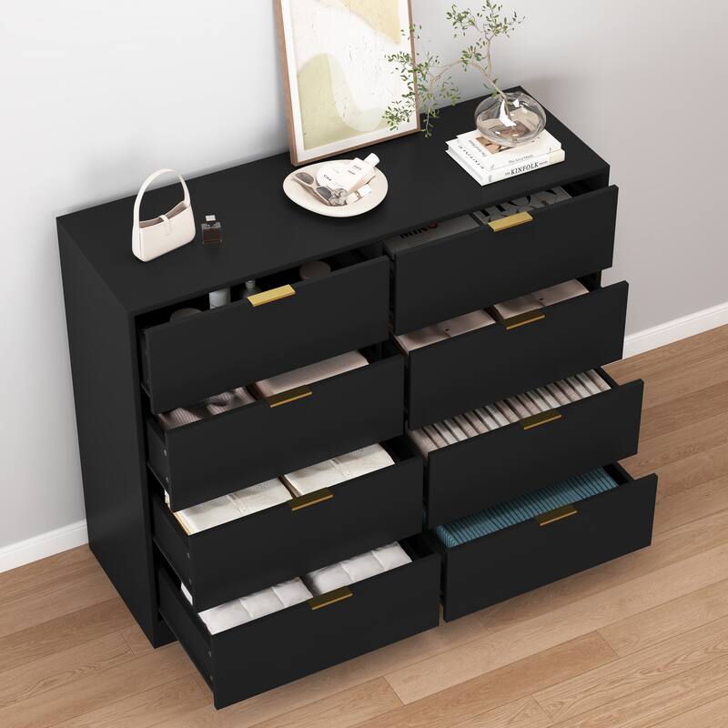 8 Drawers Dresser for Bedroom, Wood Bedroom Dresser Modern Drawer Chest, 8 Chest of Drawer, Tall Dresser for Closet