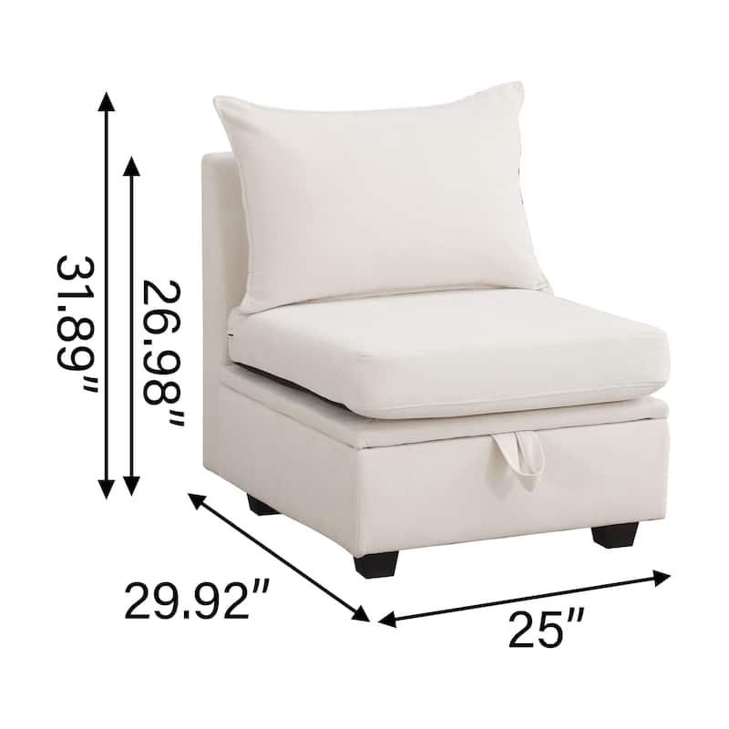 Modern Double Seating Sectional Sofa With Ottoman and Storage Space