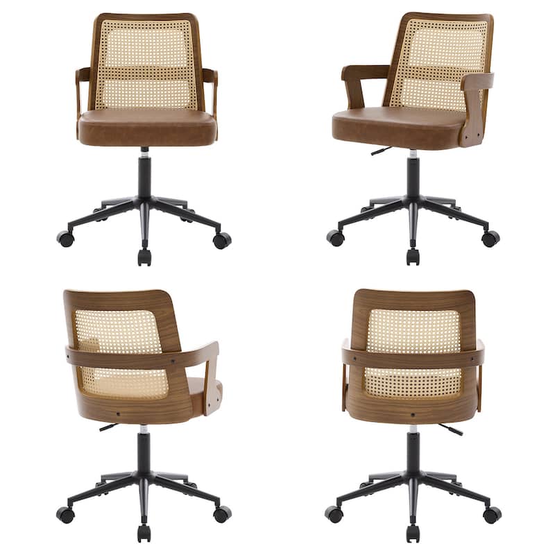 Swivel Home Office Chair Adjustable Height Desk Chair with Wheels and Armrests - 32.7"-36.6"H x 19.9"W x 22.8"D