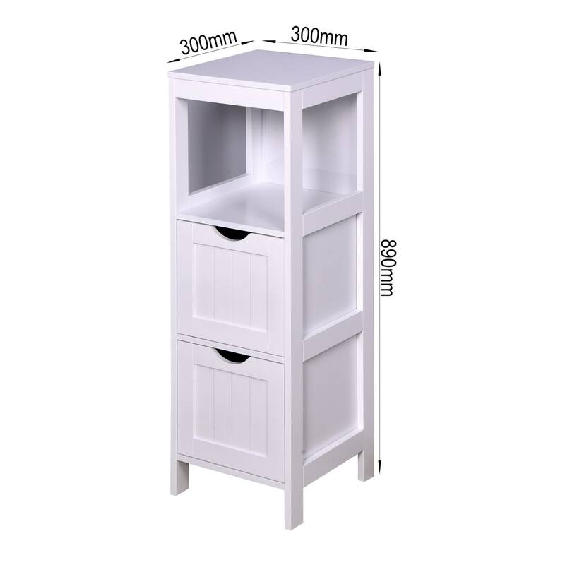 White Bathroom Storage Cabinet, Freestanding Cabinet with Drawers
