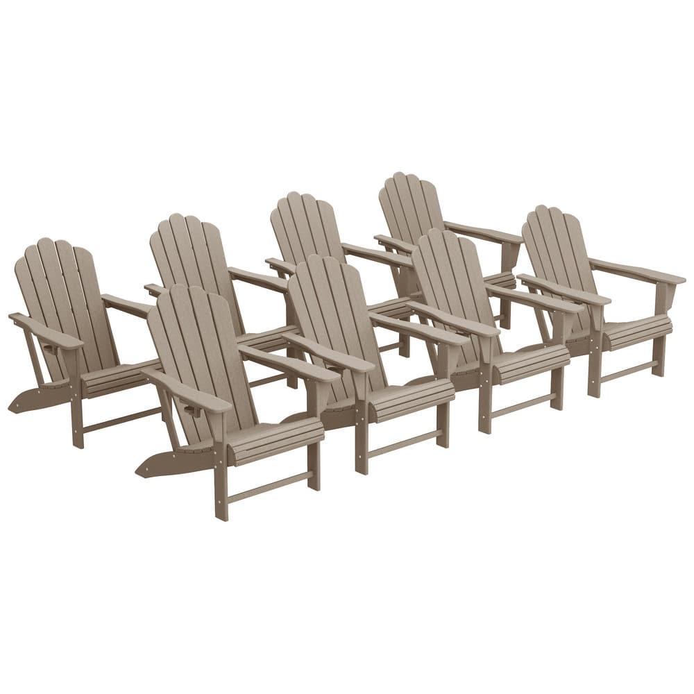 Aderson Outdoor Poly Adirondack Chairs with Cupholders (Set of 8)