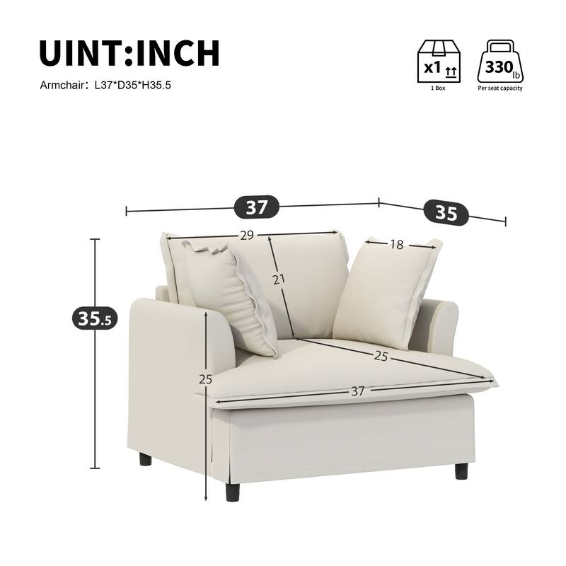 DIY Free Combination Sofa Set with Throw Pillows, Chenille Modular Sectional Sofa for Livingroom Upholstered Cloud Couch