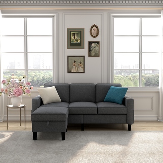 L-Shape Reversible Upholstered Sectional Sofa w/Chaise Lounge - Bed ...