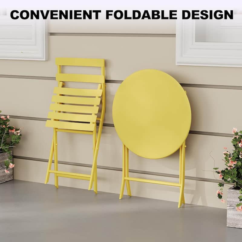 3-Piece Patio Bistro Set Folding Bistro Table and 2 Chairs