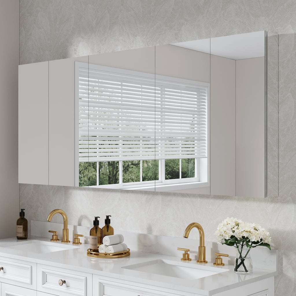 Bath 30'H Recessed or Surface Wall Mount Medicine Cabinet With Adjustable Glass Shelves