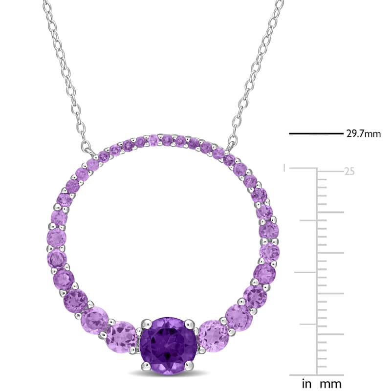 Miadora African Amethyst Open Circular Necklace in Sterling Silver