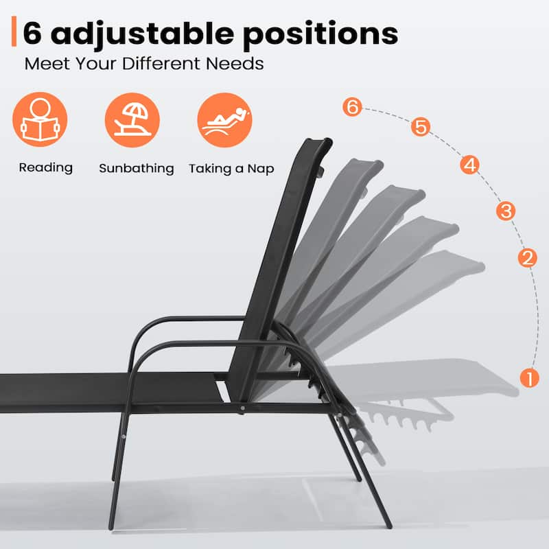 Pellebant Outdoor Adjustable Patio Chaise Lounge Chairs with Cushions