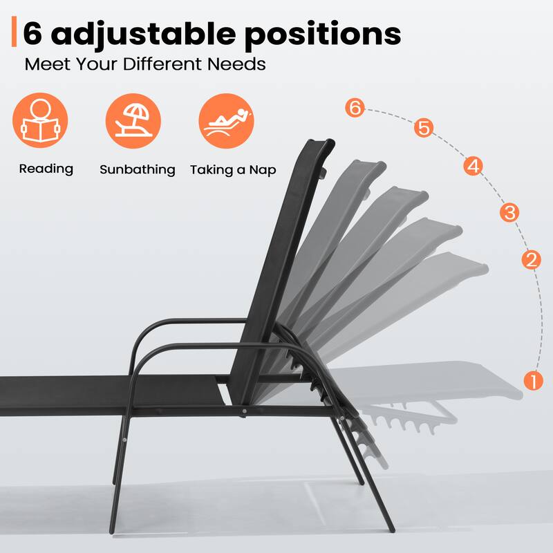 Pellebant Outdoor Patio Adjustable Chaise Lounge Chairs