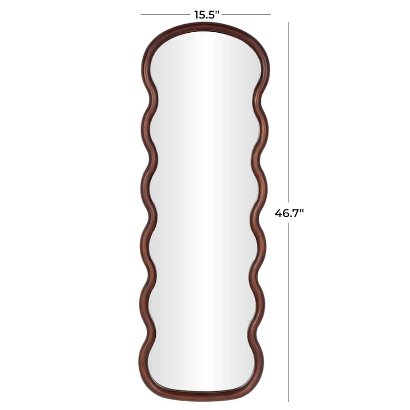 Wood Abstract Handmade Wavy Wall Mirror - Dark Brown - Roche River Decor