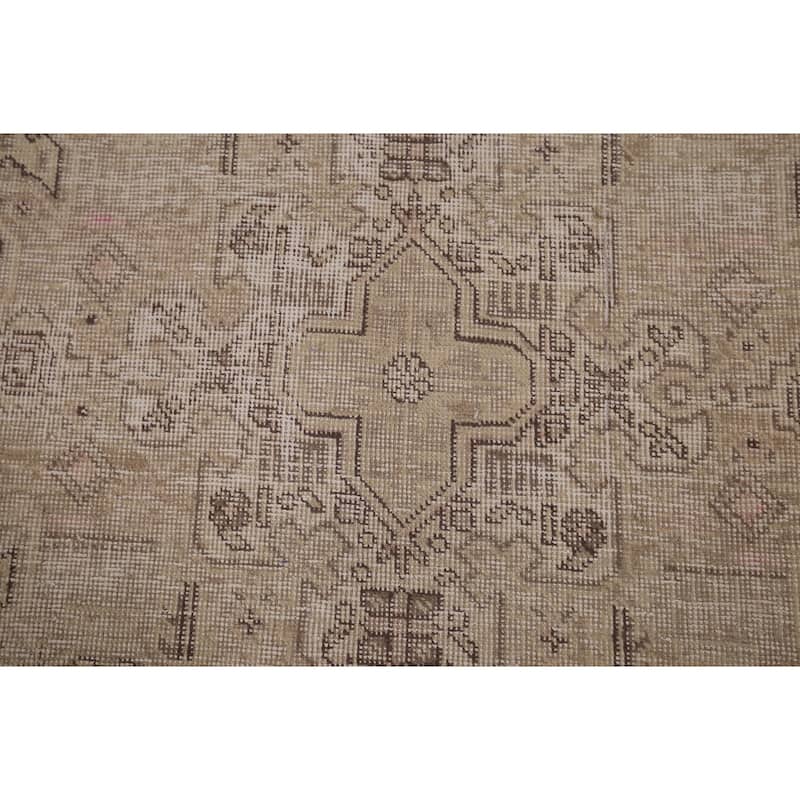 Distressed Tabriz Vintage Persian Area Rug Hand-Knotted Wool Carpet - 6'4" x 9'6"