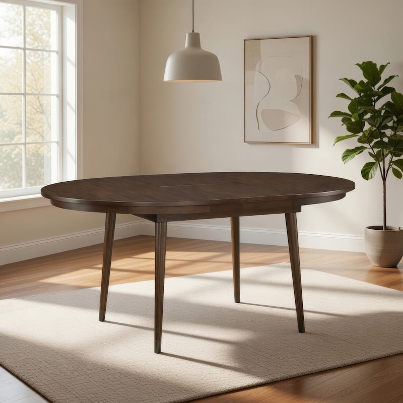 Coly Dining Table with Butterfly Leaf 48-65 Inch Round, Maple Brown