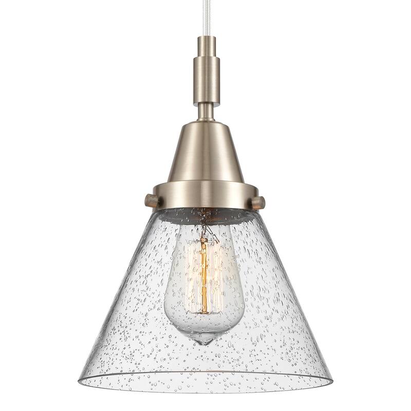 Innovations Lighting 447-1P-G44 Cone 8" Wide Mini Pendant with Clear, - Brushed Satin Nickel