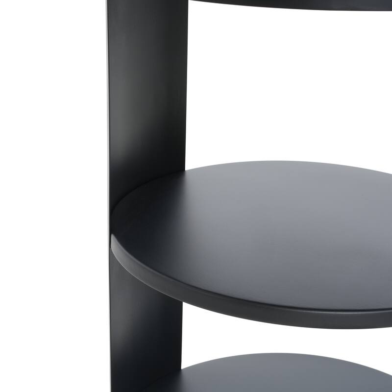 Indoor 3-Tier Metal Round Side Table with Sliding Door Cabinet