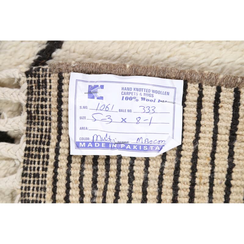 Vegetable Dye Moroccan Berber Oriental Wool Area Rug Handmade Carpet - 5'2" x 8'1"