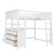 preview thumbnail 11 of 17, Full size Loft Bed with Drawers and Desk, Wooden Loft Bed with Shelves, Maximized Space, No Box Spring Required, White