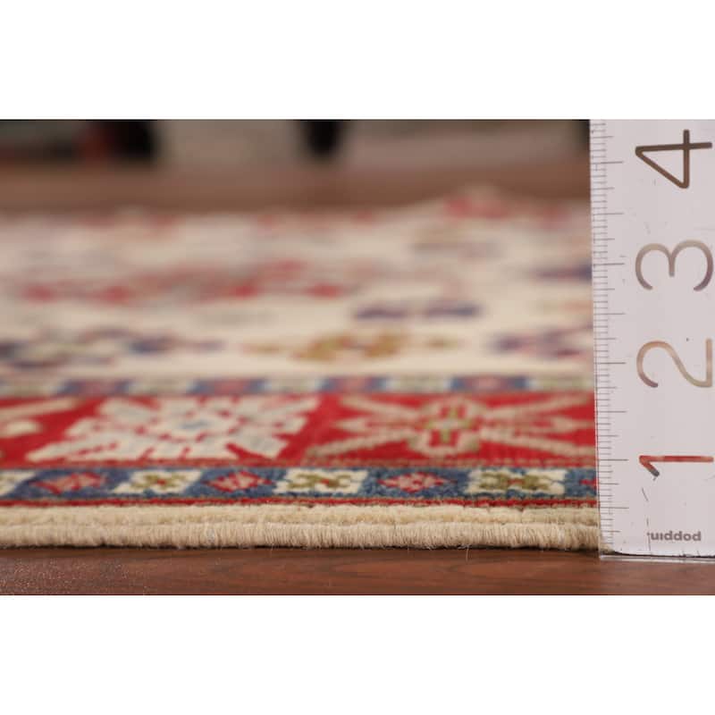 Ivory Kazak Accent Rug Hand-Knotted Wool Carpet - 4'1" x 6'4"