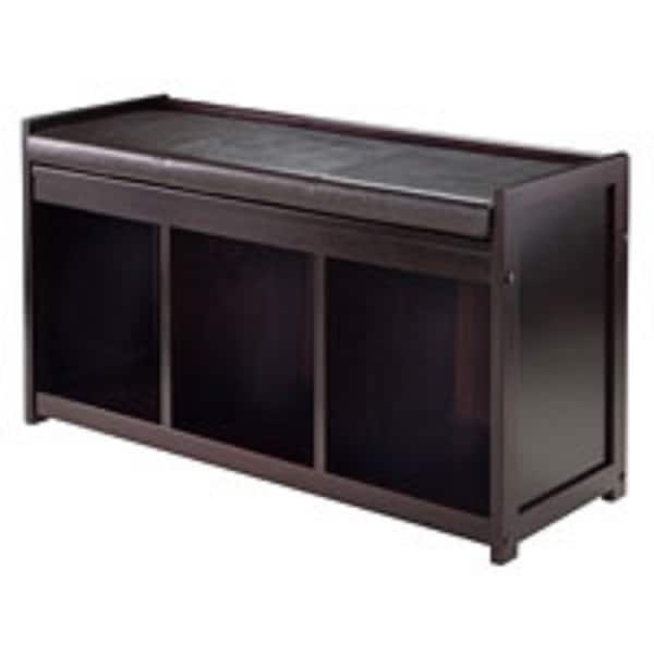 20.75” Espresso Brown Storage Bench with Cushion - N/A