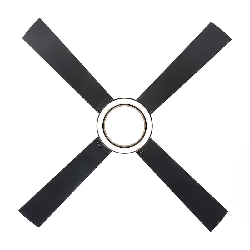 52" Modern Brushed Nickel Bedroom Ceiling Fan with Light and Remote Control