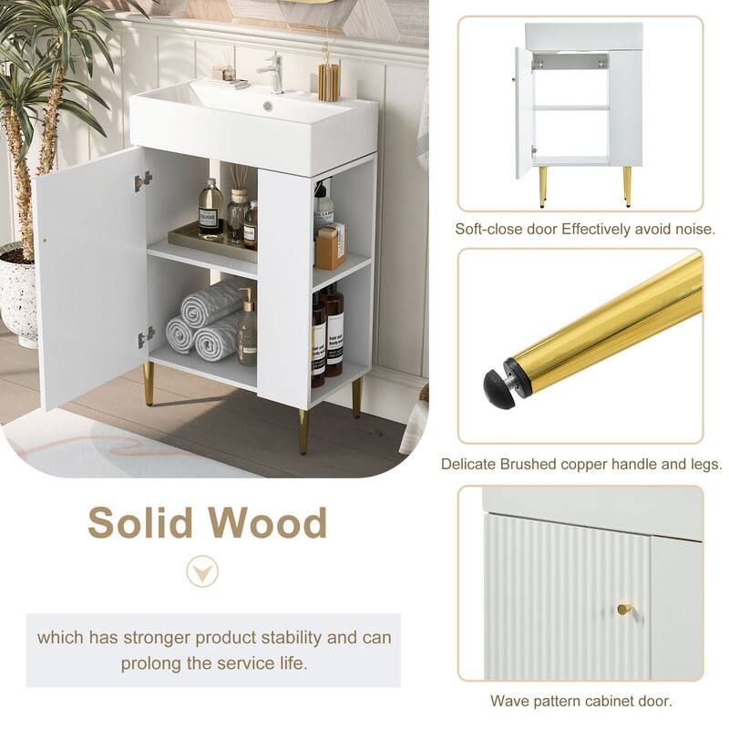 21.6" Bathroom Vanity, Combo Cabinet, with Single Ceramic Sink
