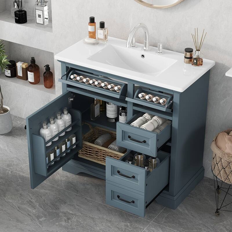 36"Freestanding Bathroom Vanity with Ceramic Sink