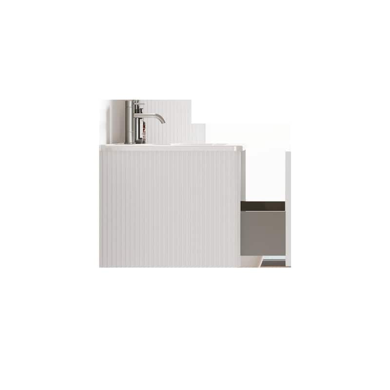 24" Striped Soft White Wall-Mounted Bathroom Vanity