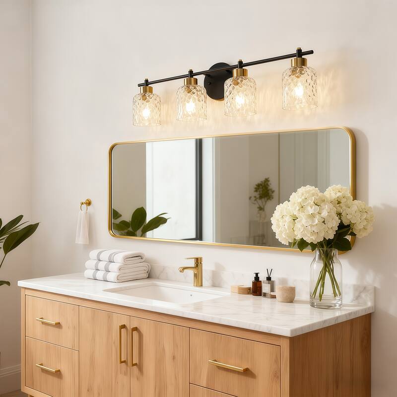 Starsky 2/3/4 Light Modern Dimmable Hammered Glass Bathroom Vanity Light
