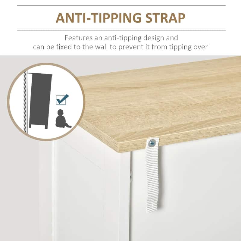 Storage Cabinet, Double Door Cupboard with 2 Adjustable Shelves
