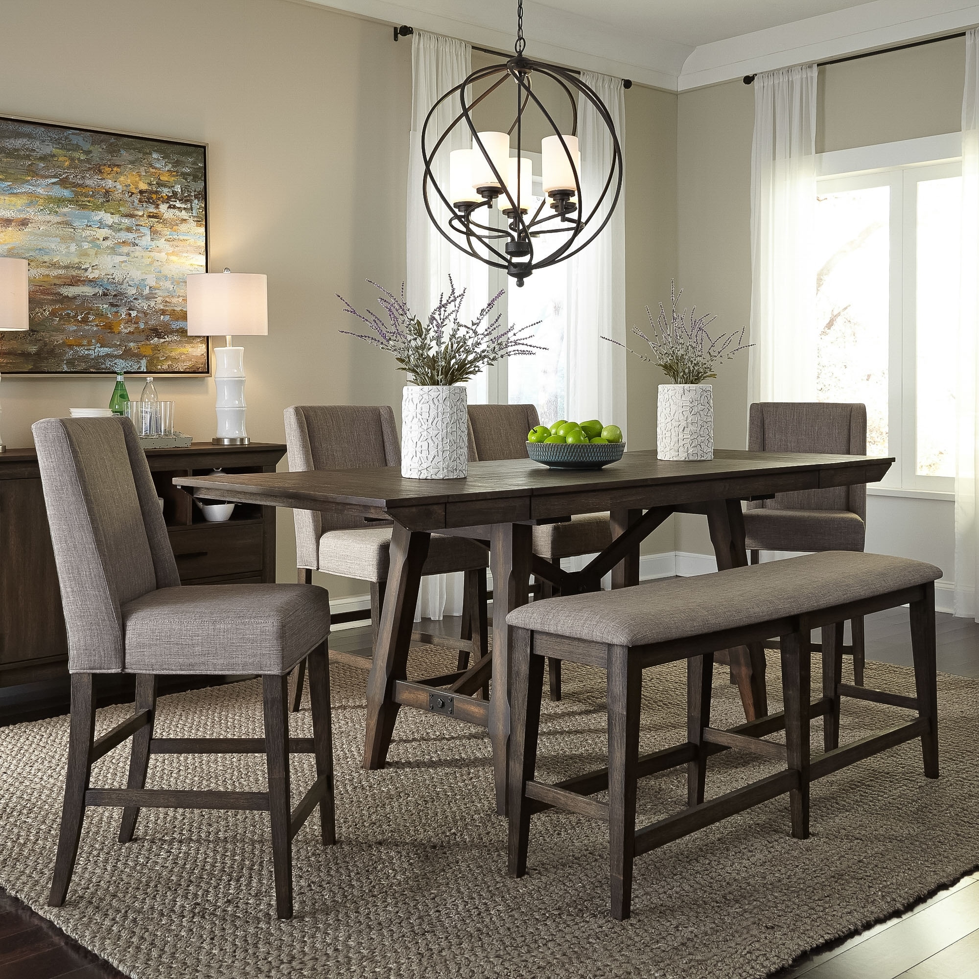 Liberty Furniture Double Bridge Opt 6 Piece Dining Set Gathering Table Counter Height