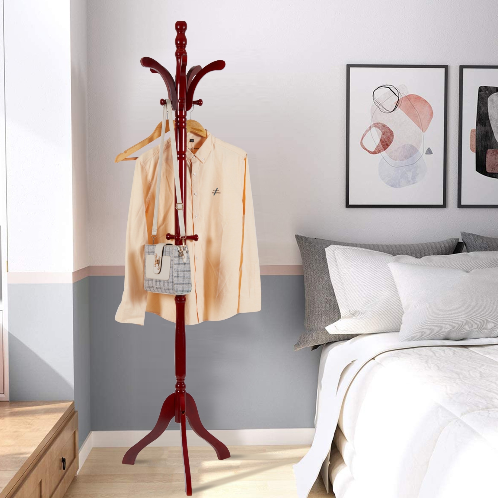 18.5" Wide Solid Wood Freestanding Coat Rack - 69.5" H x 18.5" W x 18.5" D