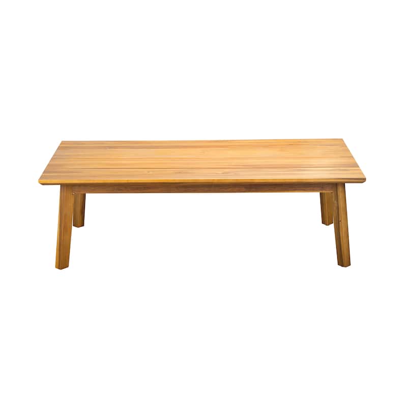 Roomfitters Porto Outdoor Acacia Wood Loveseat with Coffee Table, Patio Balcony Seating Set