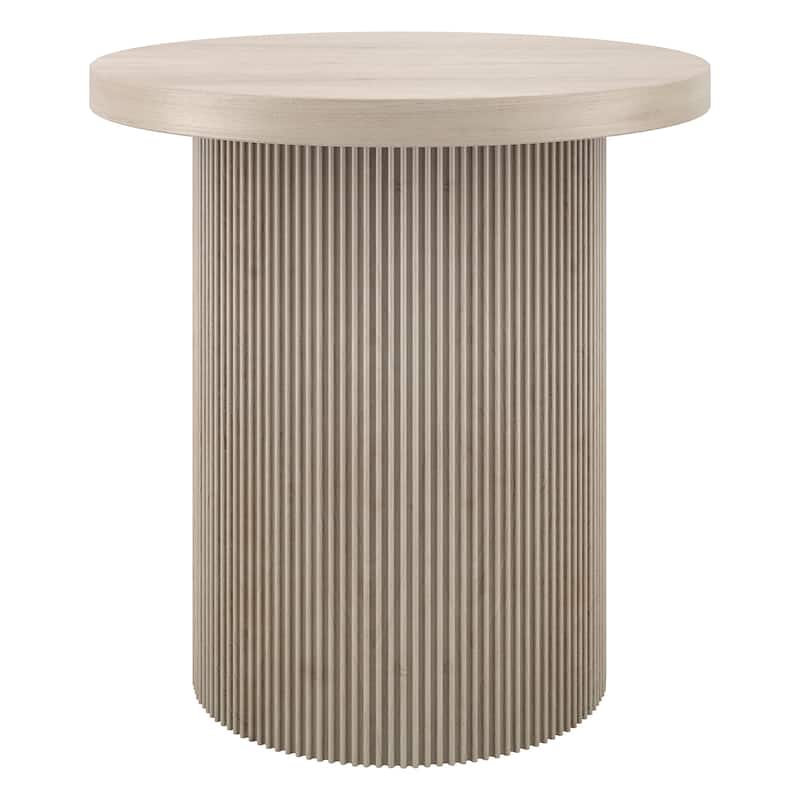 Isa 22" Wide Round Fluted Side Table - 22" Wide - Alder White