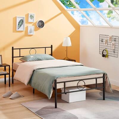 Metal Bed Frame Twin Size with Headboard Footboard Platform Bed Frame No Box Spring Needed