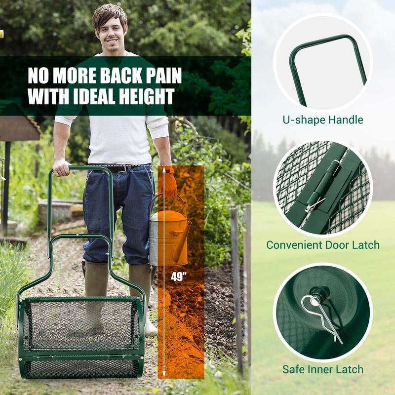 Costway 24" Peat Moss Spreader Compost Spreader with Upgrade Side - See Details