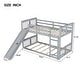 preview thumbnail 4 of 25, Twin Over Twin Low Bunk Bed with Slide and Ladder, Solid Wood Floor Bunk Bed Frame with Safety Guardrail, Detachable into 2 Beds