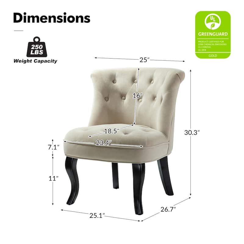 Paolino 25.1" Wide Traditional Velvet Button-tufted Back Stools with Wood Legs by HULALA HOME