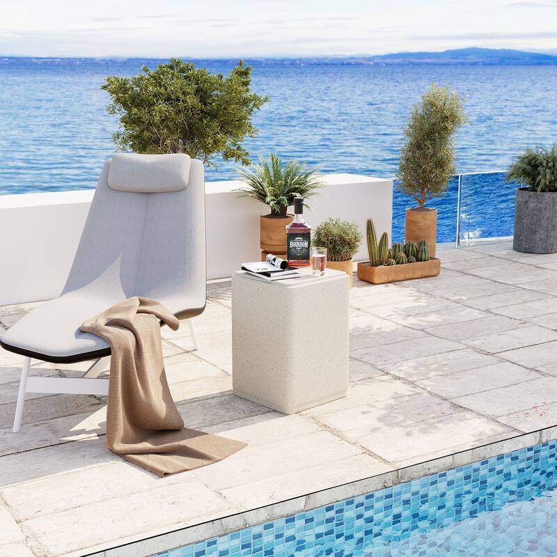 COSIEST Outdoor Black Concrete Side Table