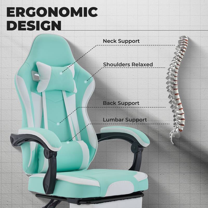 Gaming Chair, Ergonomic Computer Chair Height Adjustable Swivel Video Game Chair for Adults, 300lb Max