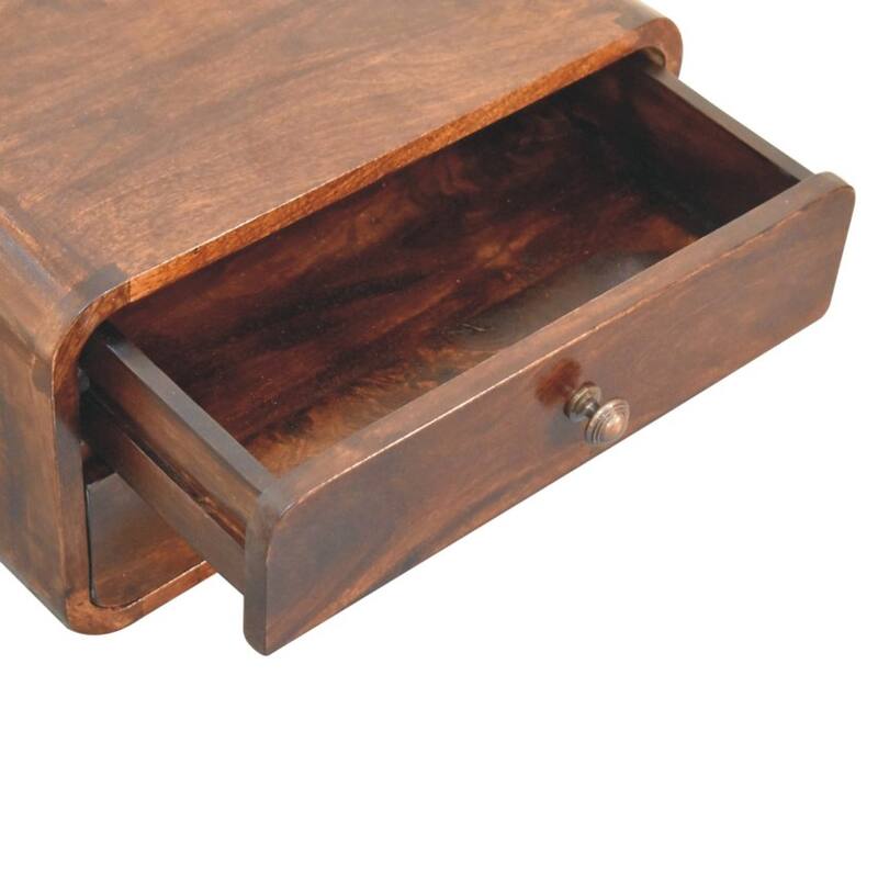 Artisan Furniture Solid Wood Curved California Walnut Wall Mounted Bedside