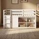 preview thumbnail 3 of 11, Twin Size Kids Loft Bed with Storage & Wardrobe, Solid Wood Pine Frame, Low Loft Bed White Kids Storage Bed