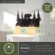 preview thumbnail 4 of 11, Bozeman 2-Light 16.75 in. W Burnished Bronze Rustic Cabin Bathroom Vanity Lighting Fixture, Amber Flake Glass Shade, Bear, Trees