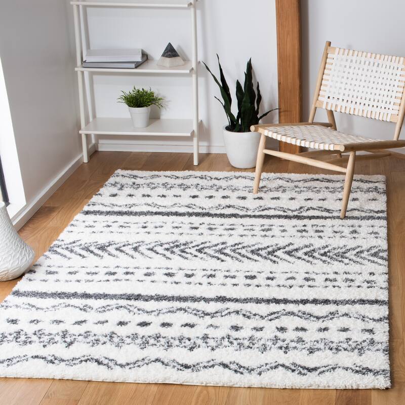 SAFAVIEH Parma Shag Philomene Rug - 4' x 6' - Ivory/Charcoal