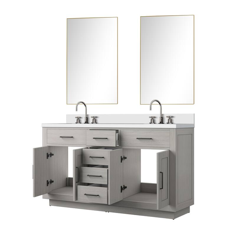 Abbey Bath Vanity with Quartz Top, Sink, Mirror and Faucet