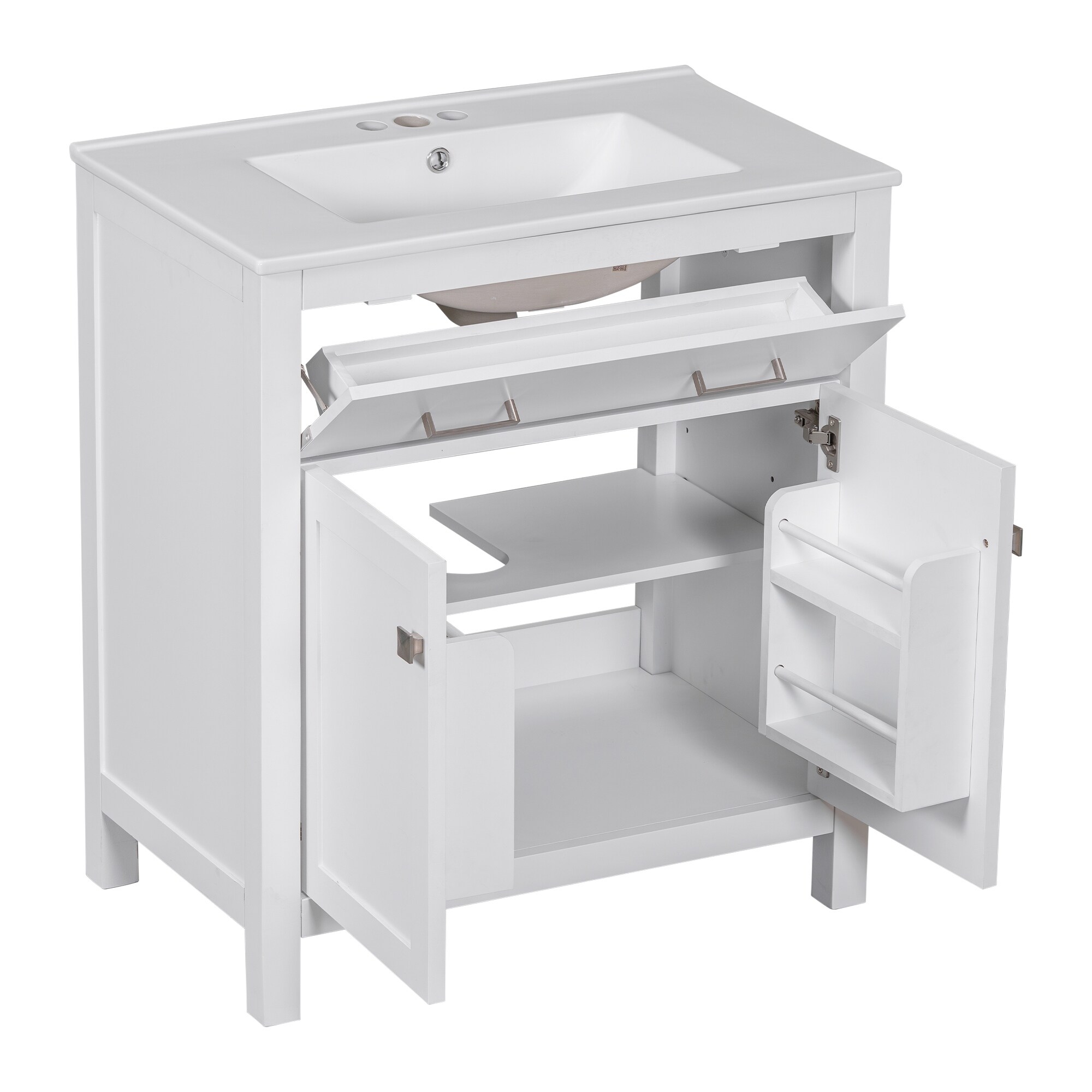 30'' Bathroom Vanity with Ceramic Sink with 2 Doors and