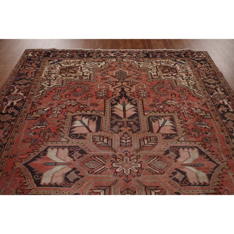 Vintage Geometric Traditional Heriz Persian Wool Area Rug Hand-knotted - 7'5" x 10'7"