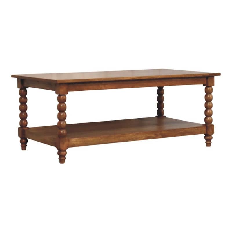 Artisan Furniture Solid Wood Spindle Coffee Table with Open Shelf , Brown
