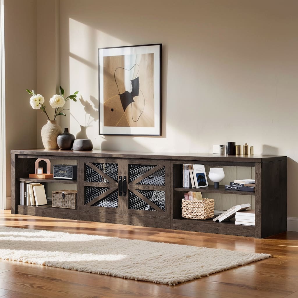 78.7" Farmhouse TV Stand with LED Light for 55/65/75/90 inch TV