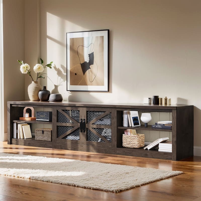 Pocassy 8.7" Farmhouse TV Stand with LED Light