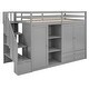 preview thumbnail 9 of 16, Twin Size Functional Loft Bed with 2 Wardrobes, 2 Drawers, 3 Shelves and Storage Staircase, Solid Wood Bed Frame with Guardrail