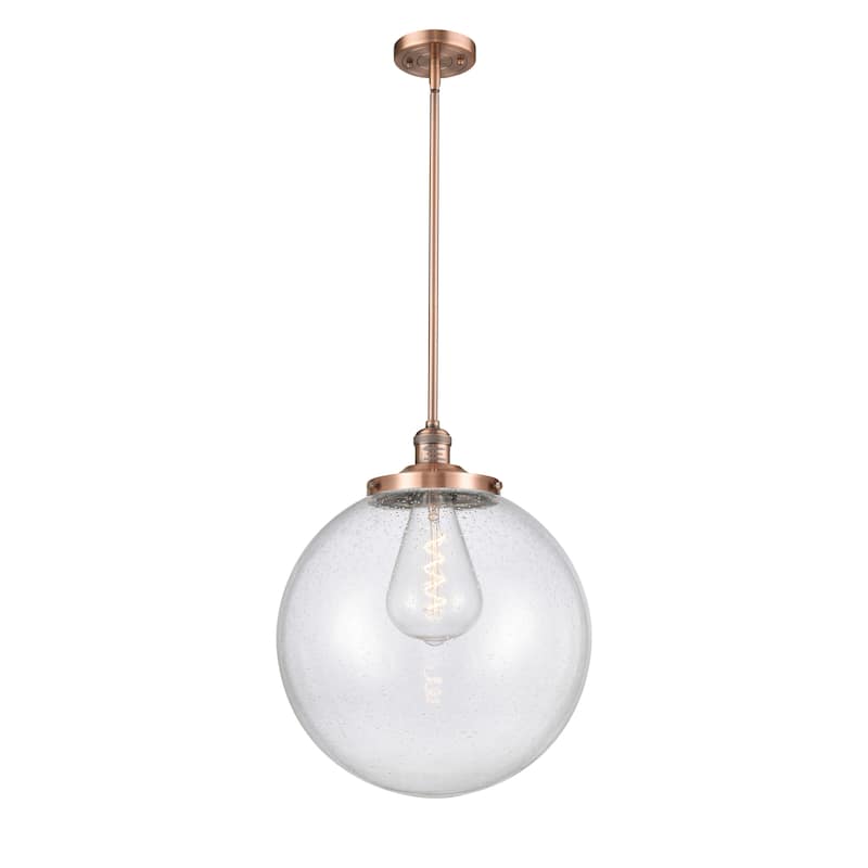 Innovations Lighting Franklin Restoration Beacon - 1 Light 16" Stem Hung Pendant - Antique Copper/Seedy